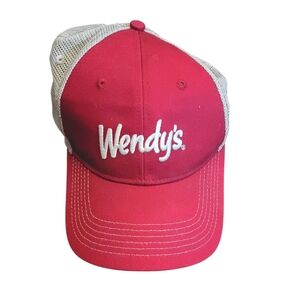 Unisex Wendy’s Trucker Hat Snapback Red White Mesh Adjustable Cap Dave Thomas